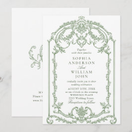 Invitación Boda Verde de la orquesta victoriana Grace Floral 