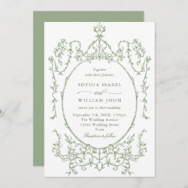 Invitación Boda Verde de la orquesta victoriana Grace Floral