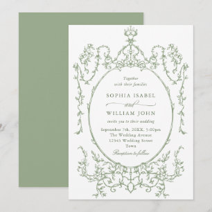 Invitación Boda Verde de la orquesta victoriana Grace Floral