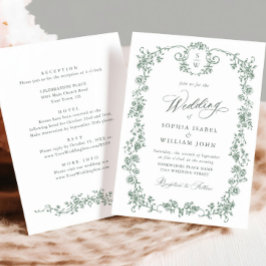 Invitación Boda Verde de la orquesta victoriana Grace Floral