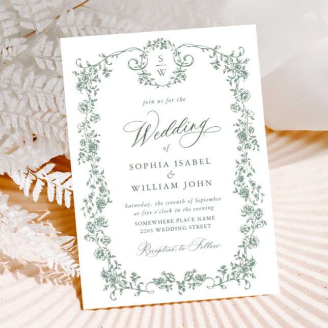 Invitación Boda Verde de la orquesta victoriana Grace Floral  (Subido por el creador)