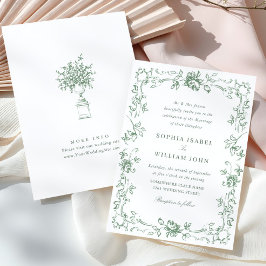 Invitación Boda Verde de la orquesta victoriana Grace Floral