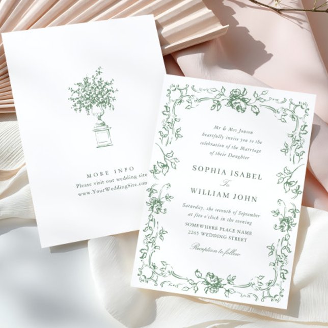 Invitación Boda Verde de la orquesta victoriana Grace Floral  (Subido por el creador)