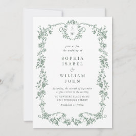 Invitación Boda Verde de la orquesta victoriana Grace Floral