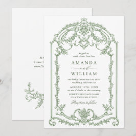 Invitación Boda Verde de la orquesta victoriana Grace Floral 