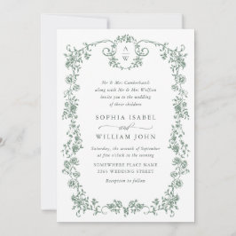 Invitación Boda Verde de la orquesta victoriana Grace Floral