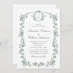 Invitación Boda Verde de la orquesta victoriana Grace Floral