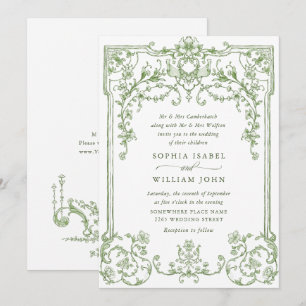Invitación Boda Verde de la orquesta victoriana Grace Floral