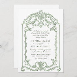 Invitación Boda Verde de la orquesta victoriana Grace Floral 