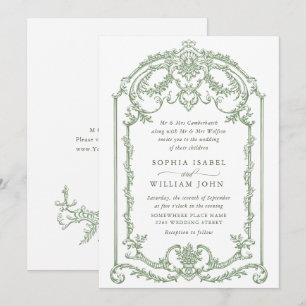 Invitación Boda Verde de la orquesta victoriana Grace Floral 