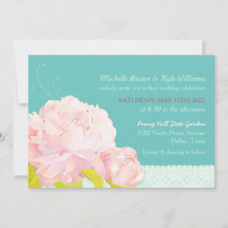 Invitación Boda Verde de la Peony Lagoon