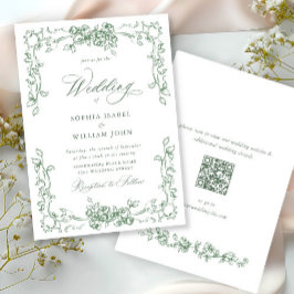 Invitación Boda verde de la sabana floral del ornato renacent