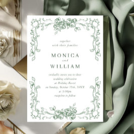 Invitación Boda verde de la sabana floral del ornato renacent