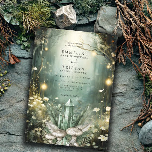 Invitación Boda Verde de la Selva Cristal Encantado