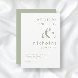 Invitación Boda verde de la tipografía moderna de Ampersand