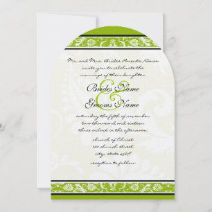 Invitación Boda verde de manzana blanca de damasco