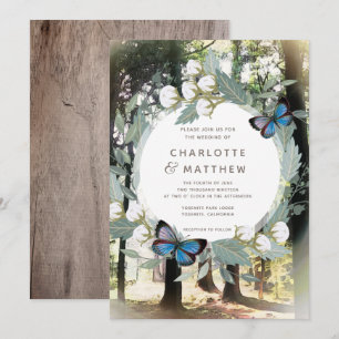 Invitación Boda Verde de Mariposa Floral Forestal Encantada
