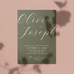 Invitación Boda Verde de Olive Dusky   Foto minimalista y QR