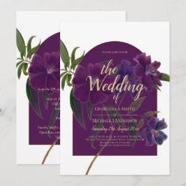 Invitación Boda Verde de Plomo de Hierro Morado Floral