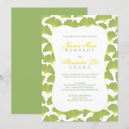 Invitación Boda verde de primavera de árbol de gingko 2