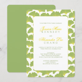 Invitación Boda verde de primavera del árbol de Ginkgo