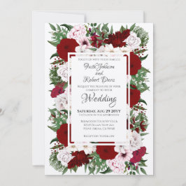 Invitación Boda verde de Rubor Floral Burgundy