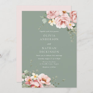 Invitación Boda verde de Rubor y Sage