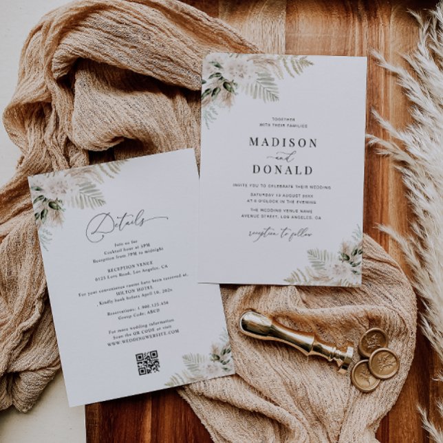 Invitación Boda verde de salchicha de pampas (Subido por el creador)
