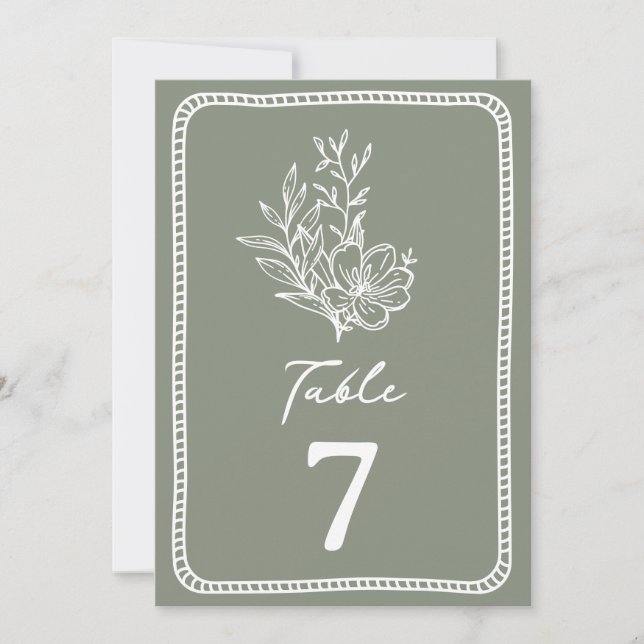 Invitación Boda verde de salvia floral (Anverso)