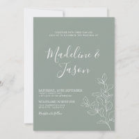 Boda verde de salvia froral minimalista