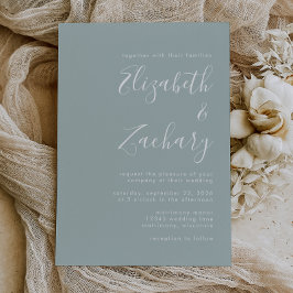 Invitación Boda Verde de Vidrio de Mar con Letra Moderna