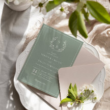 Boda verde de Wreath Sage monograma botánico