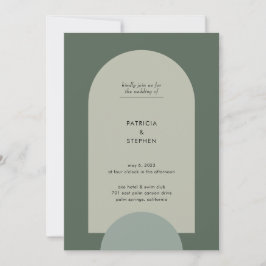 Invitación Boda verde del arco geométrico moderno del Boho