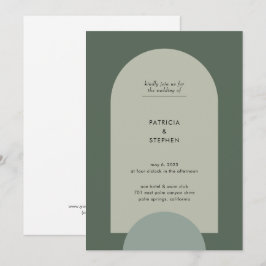 Invitación Boda verde del arco geométrico moderno del Boho