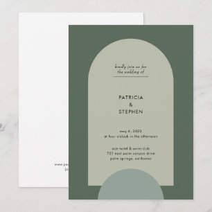 Invitación Boda verde del arco geométrico moderno del Boho