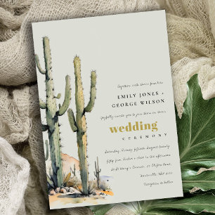 Invitación Boda Verde del sabio del desierto de Boho Cactus e