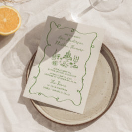 Invitación Boda verde dibujado por la mano