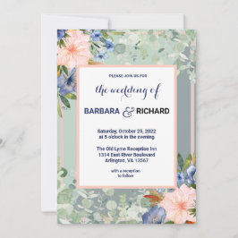 Invitación Boda Verde Dusty Blue Peach