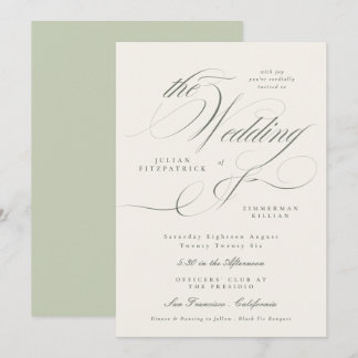 Invitación Boda Verde en Jardín Formal