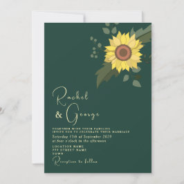 Invitación Boda Verde Esmeralda Botánica de Girasol