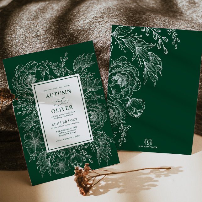 Invitación Boda Verde Esmeralda Botánica del Boho minimalista (Subido por el creador)