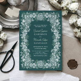 Invitación Boda verde esmeralda de mint. de salvia floral bot