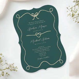 Invitación Boda Verde Esmeralda Dorado