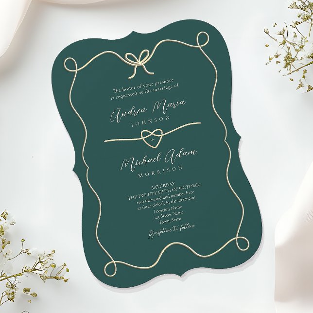 Invitación Boda Verde Esmeralda Dorado (Subido por el creador)