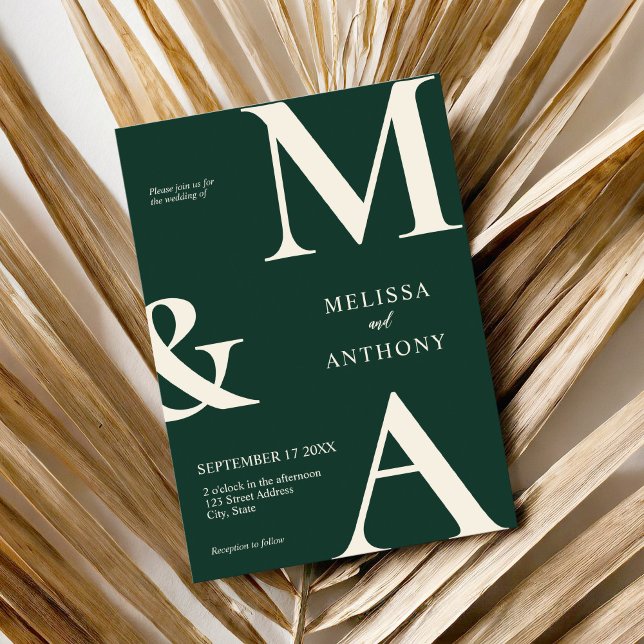 Invitación Boda verde esmeralda Minimalista moderno (Subido por el creador)