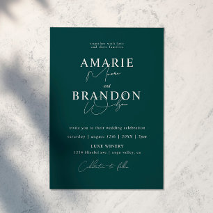 Invitación Boda verde esmeralda moderno y mínimo