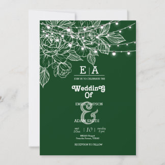 Invitación boda verde esmeralda único y elegante