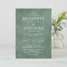 Invitación Boda Verde Eucalyptus Elegante Clásico