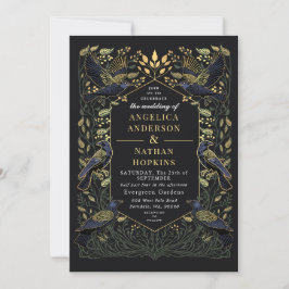 Invitación Boda verde floral de barro gótico encantado
