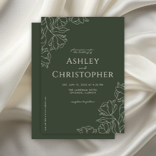 Invitación Boda verde floral oscuro oscuro de los musulmanes 